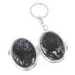 Зеркало брелок карманное двухстороннее из натурального камня Серафинит Stone Mirrors варинант исполнения - 2 | Loft Concept в Брянске