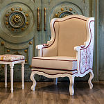 Кресло из массива бука бежевое с растительным орнаментом Raffael Beige Floral Armchair варинант исполнения - 10 | Loft Concept в Брянске