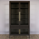 Витрина Primo со стеклянными фасадами и 2 ящиками Темный орех варинант исполнения - 1 | Loft Concept в Брянске