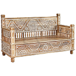 Скамья с резным декором из массива манго Grey Mango Collection Bench M варинант исполнения - 1 | Loft Concept в Брянске