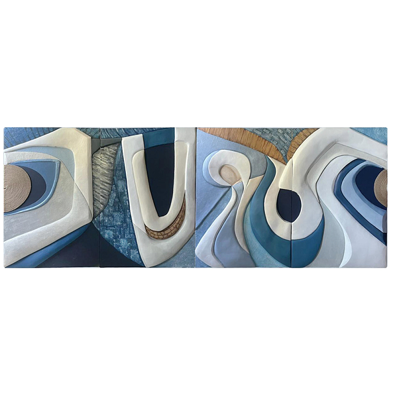 Арт-объект ручной работы Blue Abstraction из 4-х панелей Голубой Белый Синий Арт-объект ручной работы Blue Abstraction из 4-х панелей Голубой Белый Синий в Брянске | Loft Concept
