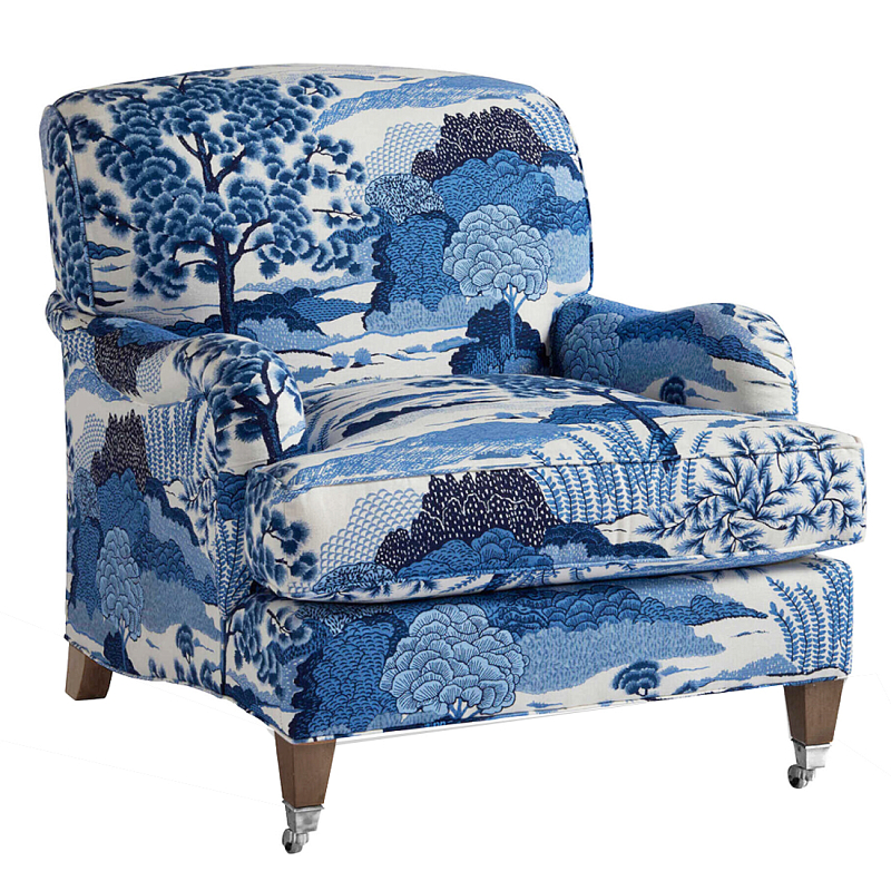 Кресло Trumann Club Chair Blue Landscape синий пейзаж Синий Белый в Брянске | Loft Concept 