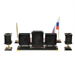 Настольный письменный набор из креноида и змеевика на бронзовых ножках Marble Accessory варинант исполнения - 4 | Loft Concept в Брянске