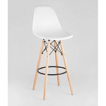 Пластиковый барный стул на ножках из массива бука Eames White варинант исполнения - 1 | Loft Concept в Брянске