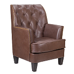 Кресло из натуральной кожи c мягкими подлокотниками на 4-х деревянных ножках из массива бука Joseph Armchair brown варинант исполнения - 1 | Loft Concept в Брянске