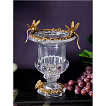 Ваза из прозрачного стекла на бронзовой подставке с ободком и ручками в виде стрекоз Eden Garden варинант исполнения - 2 | Loft Concept в Брянске