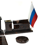 Настольный письменный набор с часами из природного камня обсидиана  Gift for Manager варинант исполнения - 5 | Loft Concept в Брянске