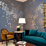 Обои ручная роспись Gingko Colourway SC-98 on Gun Metal dyed silk варинант исполнения - 1 | Loft Concept в Брянске