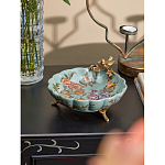 Блюдо из голубого фарфора с бронзовой птичкой Blue Garden варинант исполнения - 4 | Loft Concept в Брянске