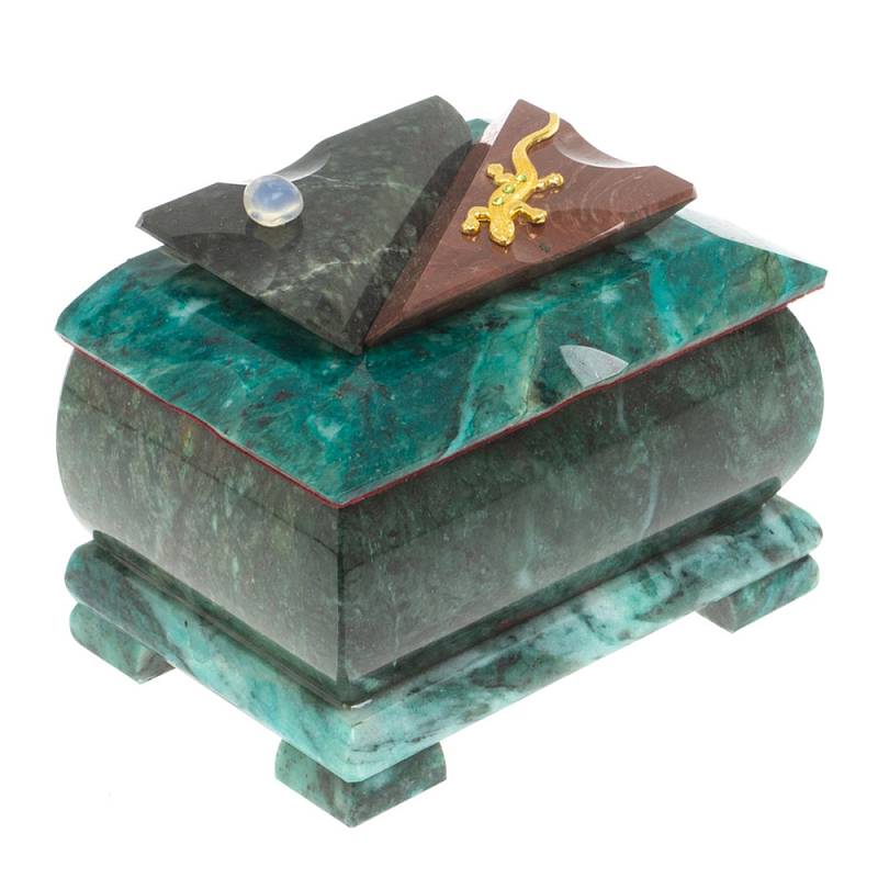 Шкатулка прямоугольная с зеркалом из натурального камня змеевик Stone Casket Змеевик Золотой Шкатулка прямоугольная с зеркалом из натурального камня змеевик Stone Casket Змеевик Золотой в Брянске | Loft Concept