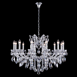 Люстра подвесная с 12-ю лампочками и прозрачными хрустальными подвесками на хромированном основании Crystal lamps варинант исполнения - 2 | Loft Concept в Брянске