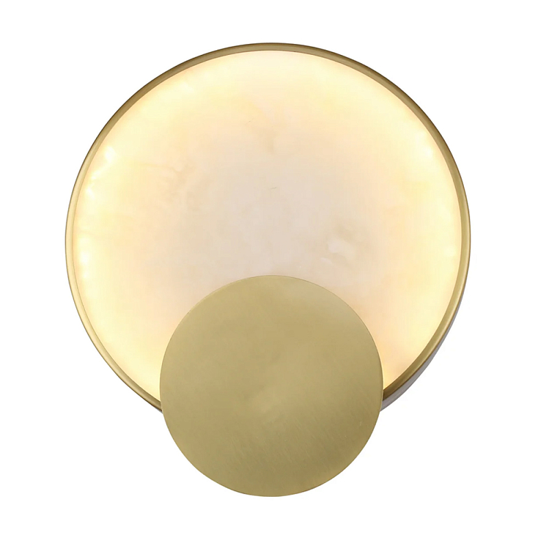 Бра в форме диска из бежевого алебастра Cryptocrystalline Stone Латунь Бежевый в Брянске | Loft Concept 