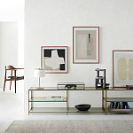 ТВ-тумба из стекла и металла Tingey Metal Glass TV Stand варинант исполнения - 4 | Loft Concept в Брянске