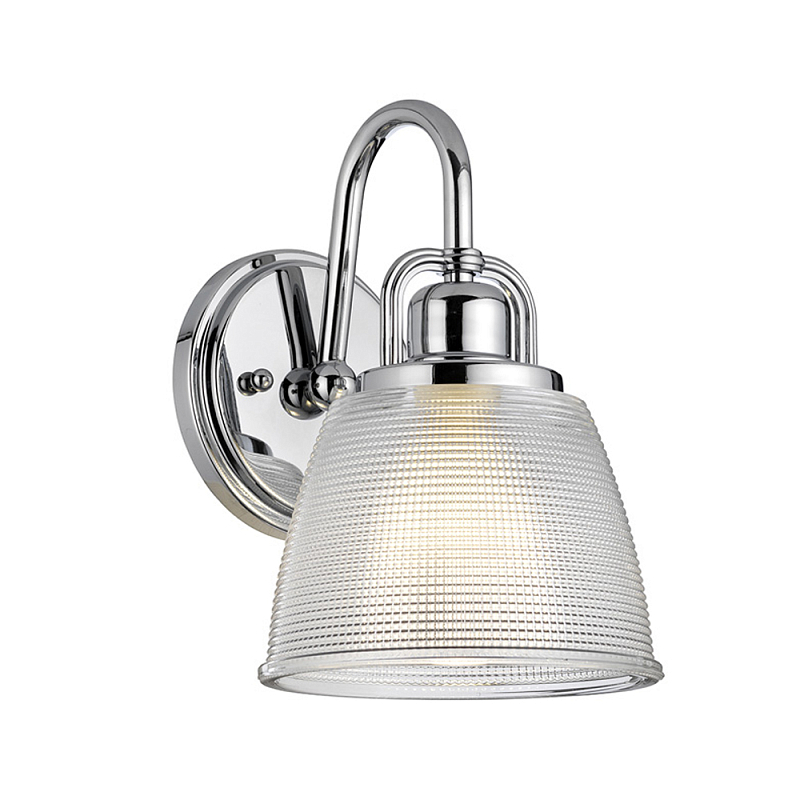 Бра с прозрачным рифленым плафоном в форме колокола Quoizel Хром Прозрачное Стекло в Брянске | Loft Concept 