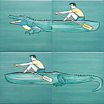 Плитка с узором Крокодил байдарочник варинант исполнения - 2 | Loft Concept в Брянске