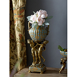 Ваза голубого цвета из фарфора с золотым растительным орнаментом и бронзовыми фигурками женщин Eden Garden porcelain and bronze варинант исполнения - 7 | Loft Concept в Брянске