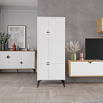 Комод белый с 4-мя дверцами на металлических ножках SPARK MULTIPURPOSE CABINET WHITE варинант исполнения - 11 | Loft Concept в Брянске