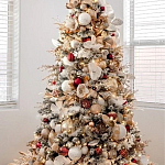 Заснеженная Новогодняя Ель с золотыми листьями и цветами в комплекте варинант исполнения - 1 | Loft Concept в Брянске