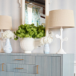 Настольная лампа с белым каркасом и тканевым абажуром Natural Stems варинант исполнения - 3 | Loft Concept в Брянске