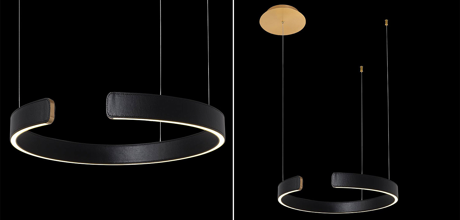 Подвесной светильник Half Ring black leather 40 Подвесной светильник Half Ring black leather 40 - Loft-Concept в Брянске