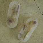 Подставка под благовония из эпоксидной смолы с цветами белая Epoxy Resin Flowers Incense Oval Stand White варинант исполнения - 2 | Loft Concept в Брянске