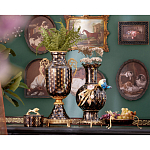 Ваза черного цвета из фарфора с золотистым узором и бронзовыми элементами Eden Garden porcelain and bronze варинант исполнения - 8 | Loft Concept в Брянске