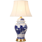 Настольная лампа с абажуром Blue Chinoiserie Table Lampshade варинант исполнения - 1 | Loft Concept в Брянске