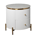 Тумбочка белая круглая с мраморной столешницей Thoroughbass варинант исполнения - 4 | Loft Concept в Брянске