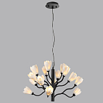 Люстра подвесная черного цвета с ветвями и белыми фарфоровыми цветами Floralis варинант исполнения - 5 | Loft Concept в Брянске