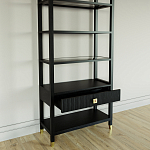 Стеллаж Elsa Dreams Black со стеклянными полками и ящиком варинант исполнения - 3 | Loft Concept в Брянске