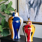 Ваза с крышкой и мазками синего и золого цвета на белом фоне Chinoiserie Ceramics варинант исполнения - 5 | Loft Concept в Брянске