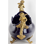 Чаша темно-синяя фарфоровая с бронзовыми ручками в виде ангелов Eden Garden варинант исполнения - 2 | Loft Concept в Брянске