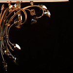 Люстра подвесная круглая с тканевым полупрозрачным абажуром и подвесками 6 ламп Gilded Elegance варинант исполнения - 7 | Loft Concept в Брянске