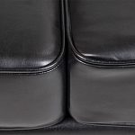 Диван кожаный двухместный на 4-х деревянных ножках из массива березы Logan Leather Seating black варинант исполнения - 4 | Loft Concept в Брянске