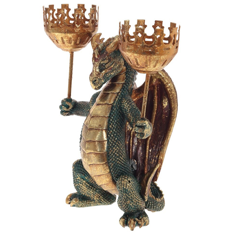Подсвечник в виде дракона Dragon Candlestick Green Gold Золотой Зеленый Коричневый Подсвечник в виде дракона Dragon Candlestick Green Gold Золотой Зеленый Коричневый в Брянске | Loft Concept