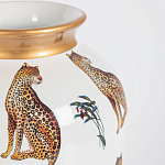 Ваза белая овальная с рисунком леопардов и золотыми акцентами LEOPARD Collection варинант исполнения - 1 | Loft Concept в Брянске