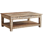 Журнальный стол из массива манго с резьбой Agota Coffee Table варинант исполнения - 1 | Loft Concept в Брянске