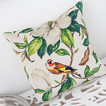 Декоративная подушка бежевая с изображением птица в саду Blooming Birds варинант исполнения - 3 | Loft Concept в Брянске