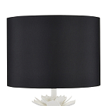 Настольная лампа с декором в виде белого цветка магнолии на каркасе и черным абажуром White Magnolia варинант исполнения - 2 | Loft Concept в Брянске