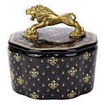 Шкатулка черного цвета с крышкой с фигуркой льва Eden Garden варинант исполнения - 1 | Loft Concept в Брянске