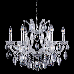 Люстра подвесная с 6-ю лампочками и прозрачными хрустальными подвесками на хромированном основании Crystal lamps варинант исполнения - 1 | Loft Concept в Брянске