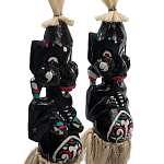 Комплект из 2-х деревянных статуэток Asmat Straw Headdress Statuettes Black Turquoise варинант исполнения - 3 | Loft Concept в Брянске