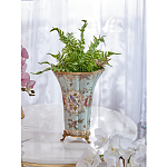 Ваза голубого цвета из фарфора с цветочным рисунком и бронзовой стрекозой Blue Garden варинант исполнения - 5 | Loft Concept в Брянске