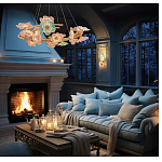 Люстра круглая на золотом каркасе с цветочным декором Miscellaneous herbs варинант исполнения - 6 | Loft Concept в Брянске