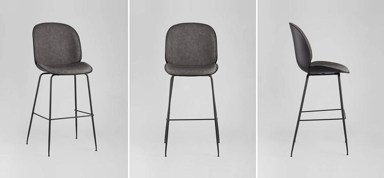 Стул Барный Винтажная Серая Экокожа Vendramin Bar Chair Стул Барный Винтажная Серая Экокожа Vendramin Bar Chair - Loft-Concept в Брянске