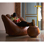 Дизайнерский кожаный пуф в виде бейсбольного мяча Poltronova Joe Ball Pouf варинант исполнения - 7 | Loft Concept в Брянске