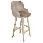 Барный стул со спинкой и подлокотниками на 4-х деревянных ножках Бежевый Велюр Ava Charm варинант исполнения - 1 | Loft Concept в Брянске