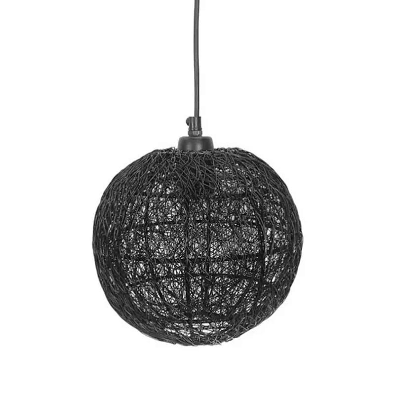 Подвесной светильник с плетеным металлическим абажуром в форме шара Wicker Iron Lamp Черный Подвесной светильник с плетеным металлическим абажуром в форме шара Wicker Iron Lamp Черный в Брянске | Loft Concept