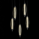 Люстра круглая каскадня с 5-ю плафонами из металлической сетки Mesh Lampshade Lighting варинант исполнения - 3 | Loft Concept в Брянске