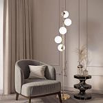 Торшер на золотом основании с 5-ю белыми шарообразными плафонами Bubble варинант исполнения - 4 | Loft Concept в Брянске